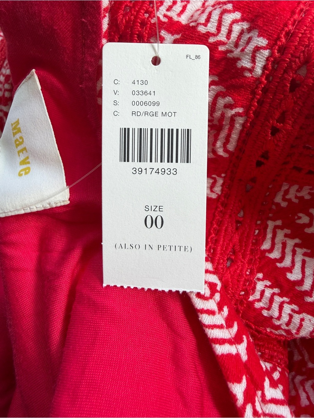Maeve Emma Bandana Swing Mini A-Line Tank Dress 00 Red White Boho Crochet NWT - Picture 4 of 6
